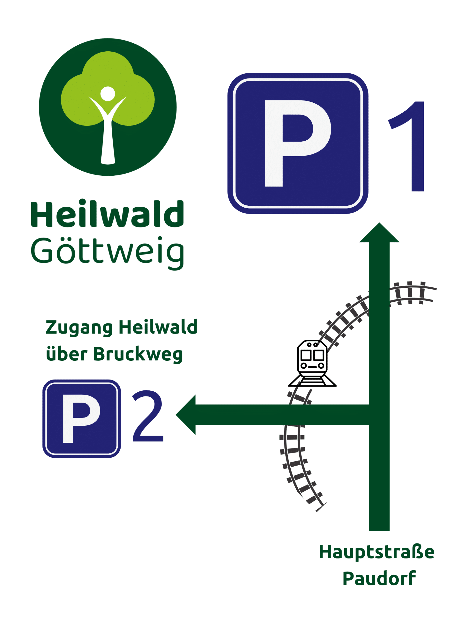 Heilwald G&ouml;ttweig Karte mit dem Parkplatz Leitsystem